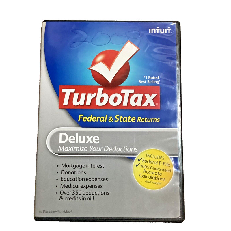 TurboTax 2009 Deluxe Federal + State Case and CD Maximize Deductions