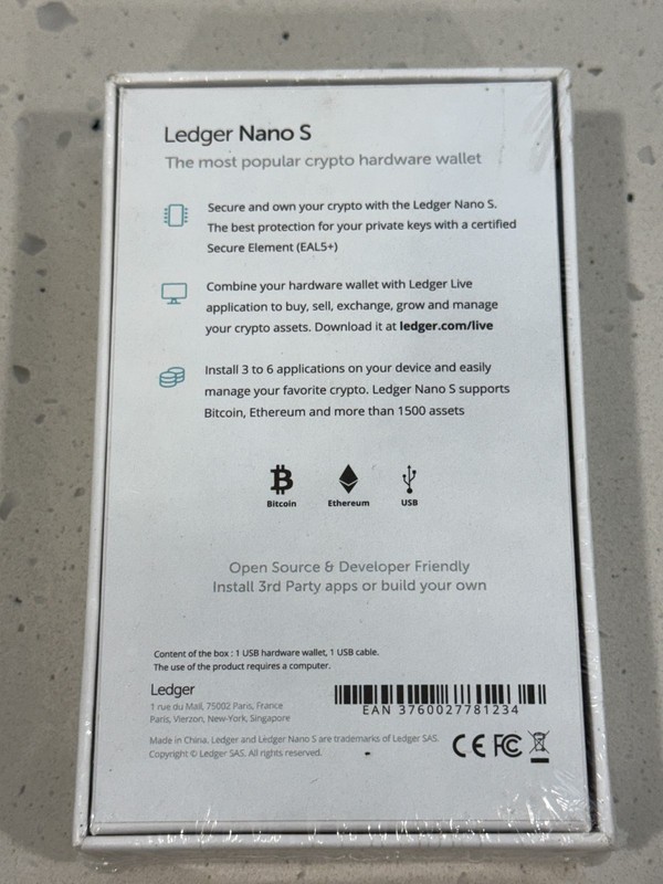 Ledger Nano S Cryptocurrency Hardware Cold Storage Wallet, Sealed Box BNIB gallery