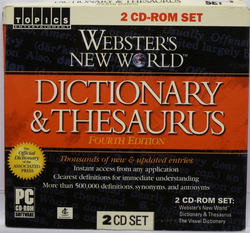 Software PC Websters New World Dictionary & Thesaurus Fourth Edition NEW Jewel
