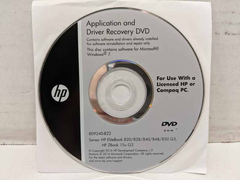 HP Application & Driver Recovery DVD for Windows 7 – 809240-B22