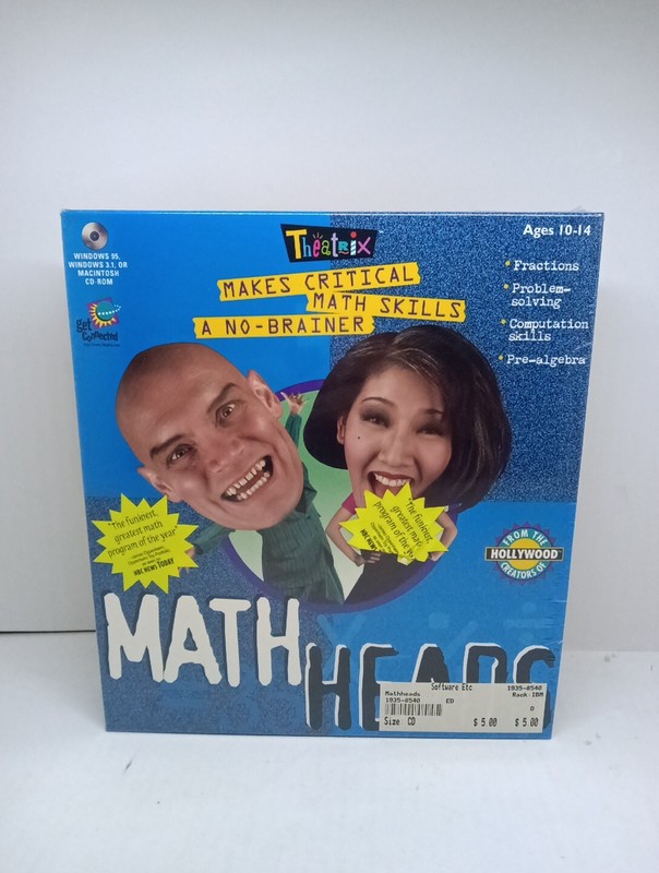 Math Heads By Theatrix PC MAC CD-ROM Ages 10-14 Vintage New