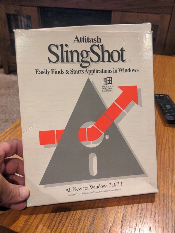 Slingshot Attitash Software Windows 3.0 3.1 Find & Start Applications 5.25″ Disk