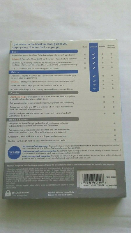 Intuit Turbotax Deluxe + Fed State 2018 e file Mac & Windows Tax Return gallery