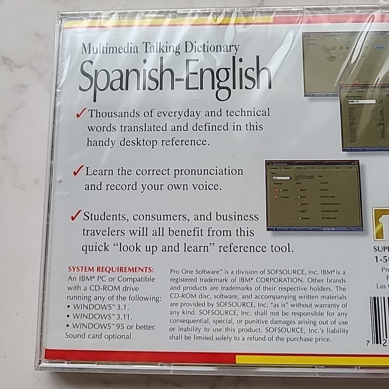 Pro One Spanish-English English-Spanish Multimedia Talking Dictionary PC CD ROM gallery