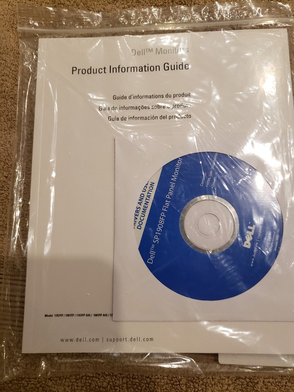 New Dell SP1908FP Flat Panel Monitor Manual and Driver Disc
