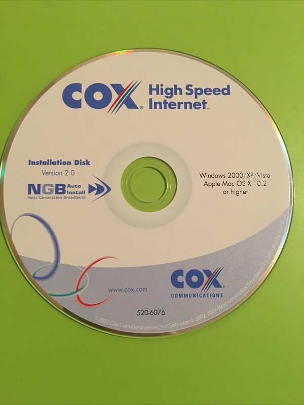 COX High speed Internet installation disc version 2.0 for Windows or Macintosh
