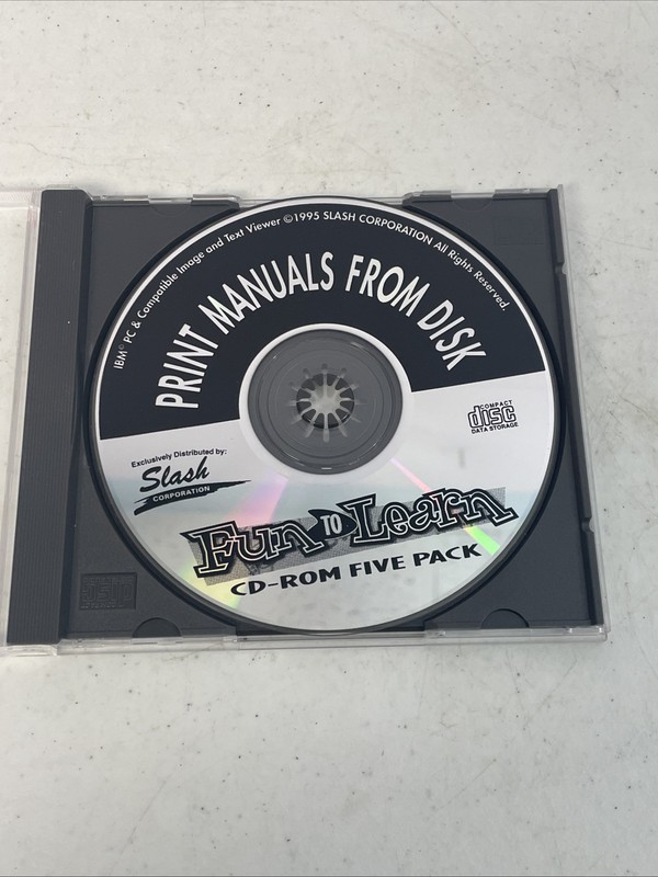 Vintage Manual Disk – Print Manuals From Disk CD-ROM Fun To Learn 1 Disc Only