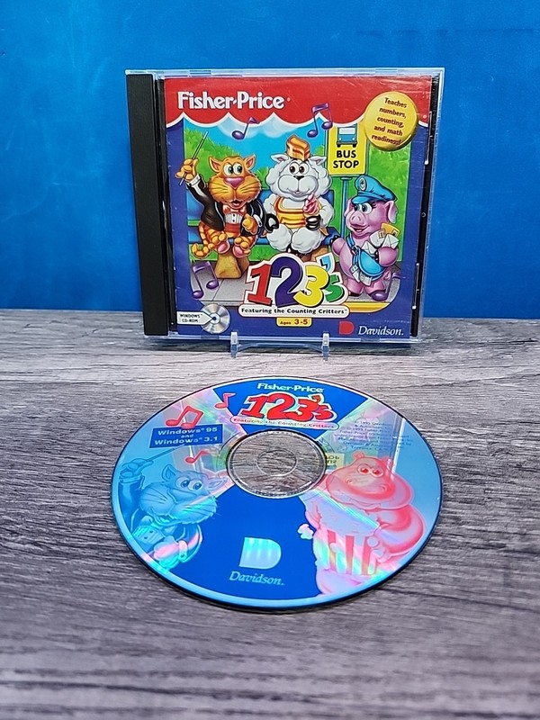 Fisher Price 1-2-3-‘s (PC, Windows 95 & 3.1) Teaches Numbers, Counting & Math