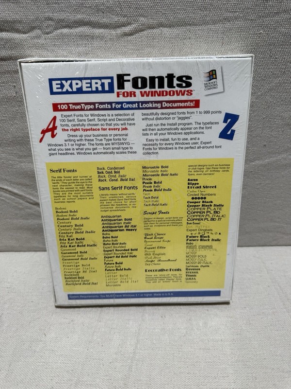 Expert Fonts For Windows 100 TrueType Fonts 3.5 Disk New Sealed gallery