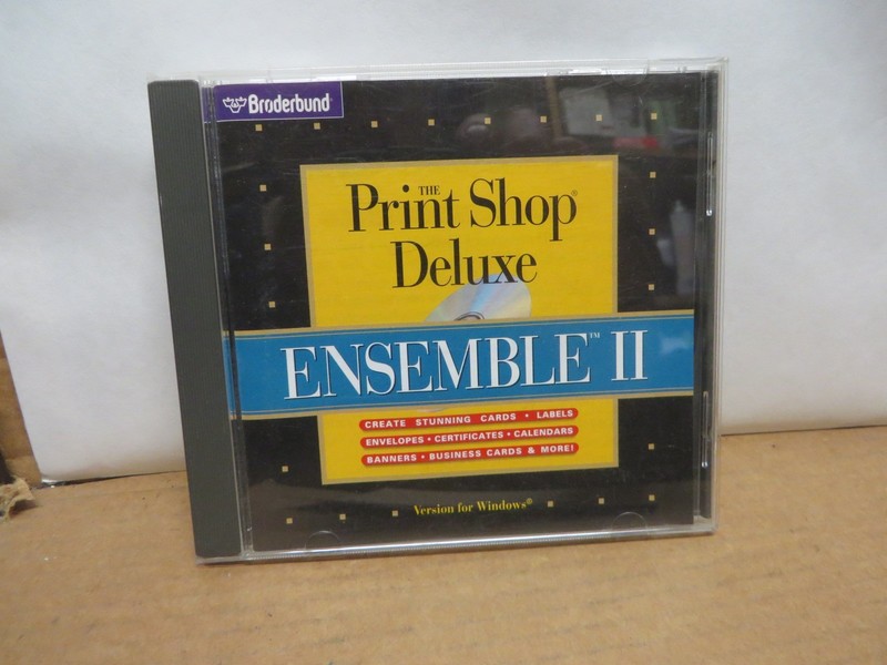 CD ROM VINTAGE 1990’s SOFTWARE ” PRINT SHOP DELUXE ENSAMBLE II ” WITH MANUAL