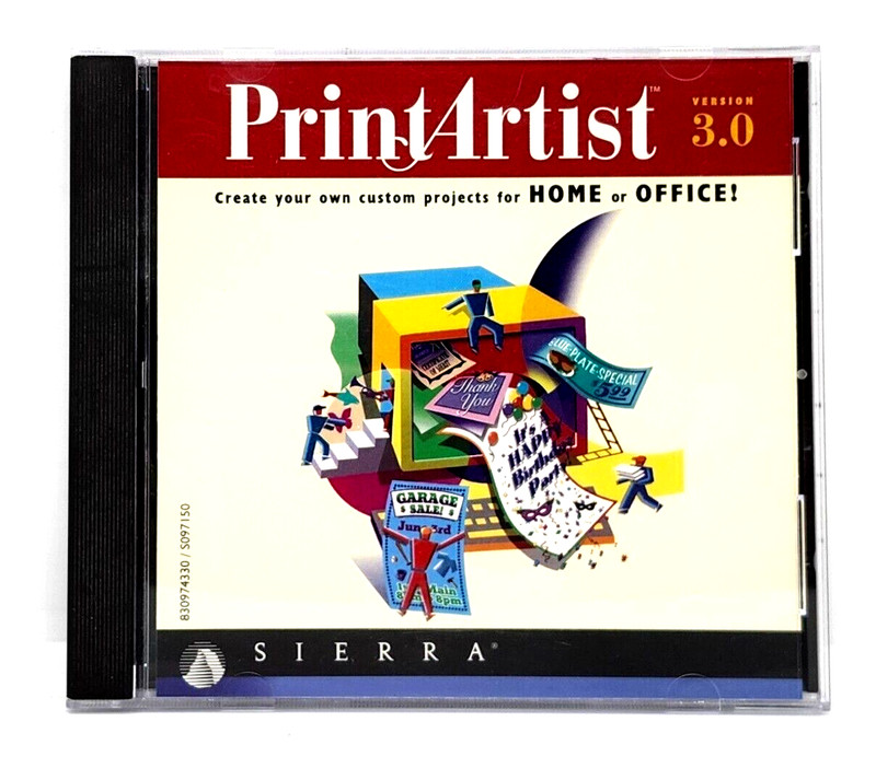 PRINT ARTIST – VERSION 3.0 CD-ROM (1995) SIERRA ~ WINDOWS 95 ~ HOME OR OFFICE
