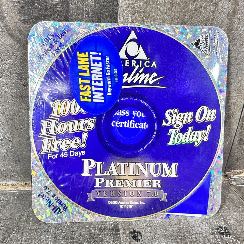 AOL 7.0 CD Platinum Premier 1000 Hours Free Software Disk, New Sealed ￼ gallery