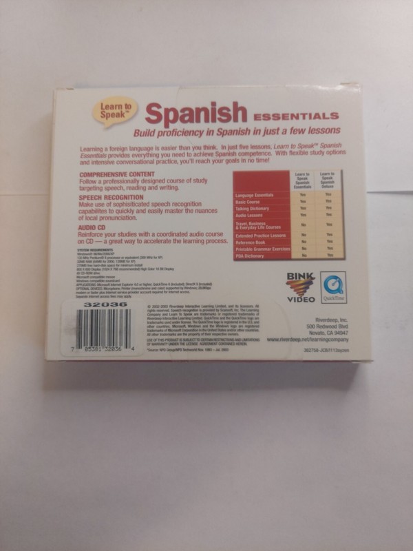 Learn To Speak Spanish Essentials The Learning Company PC CD-ROM gallery