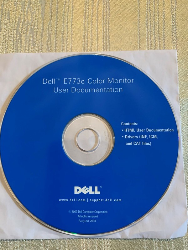Dell E773c Color Monitor Driver and User Documentation CD 2003
