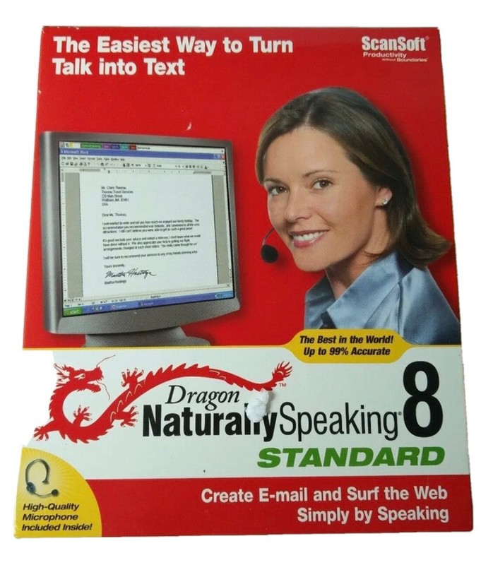 New Sealed Dragon Naturally Speaking 8 Standard ScanSoft Software – SU