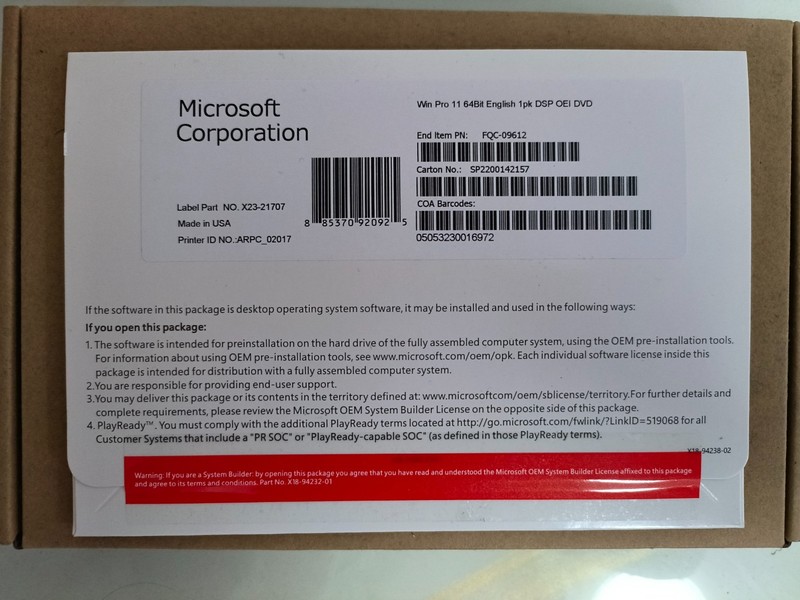 Win 11 Pro 64-Bit DVD & License Product Key Factory Sealed FREE US Ship**