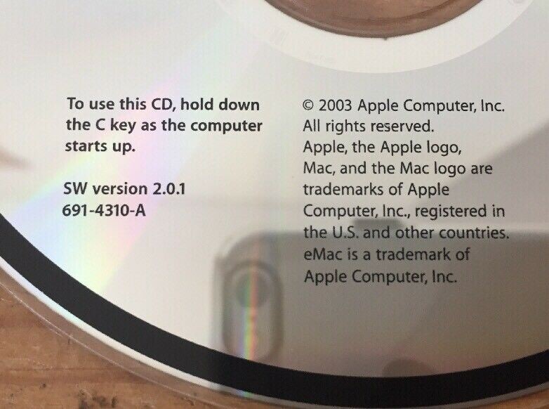 2003 Macintosh Mac eMac Hardware Test Version 2.0.1 Diagnostic CD-ROM disc gallery