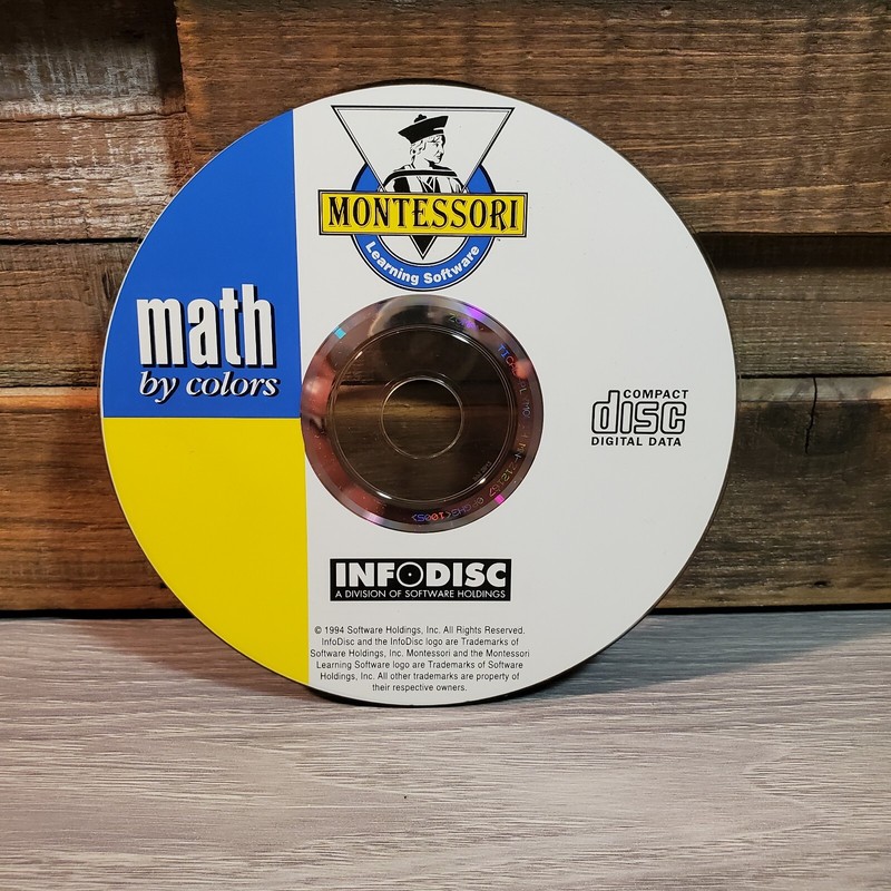 Montessori Learning Software Math By Colors CD ROM Rare 1994 Disc Homeschool