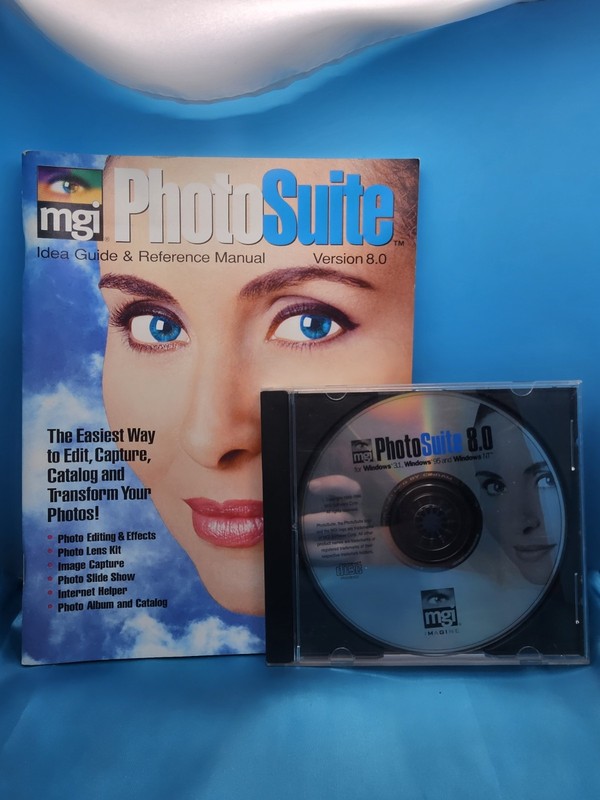 Vintage MGI PhotoSuite Software Version 8.0 for Win 3.1, 95 & Manual