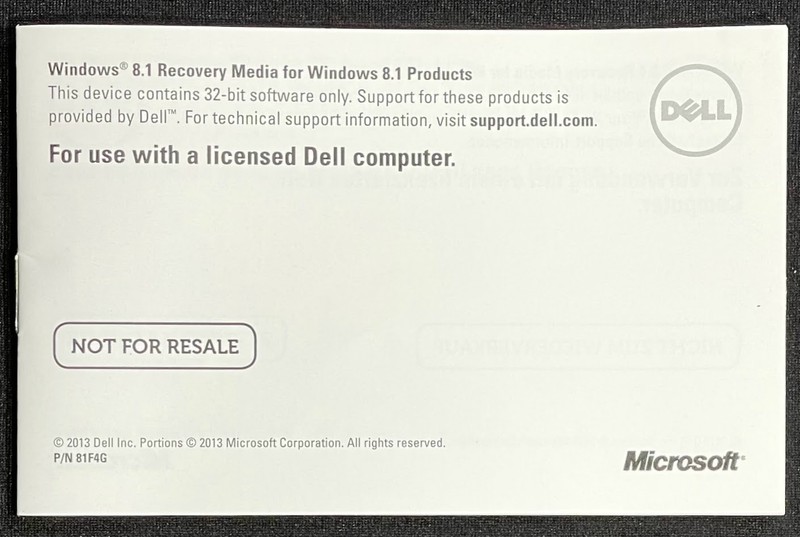 Dell / Microsoft Windows 8.1 Recovery Media Thumb Drive / 814FG / MCD3Y gallery