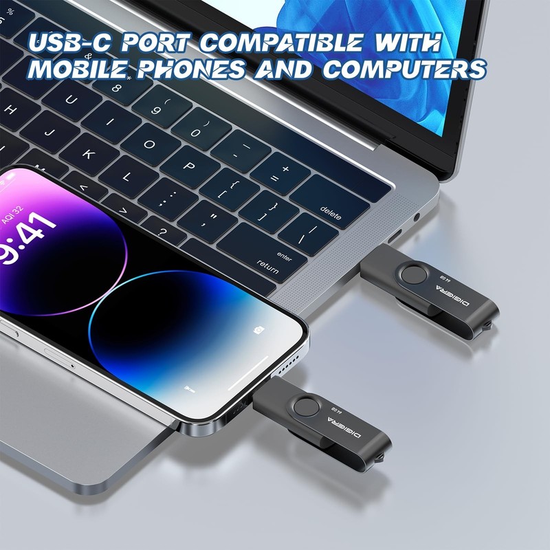 64GB Flash Drive, USB 3.2 Gen 1 Type-C Thumb Drive with 140MB/s Read, 360° gallery
