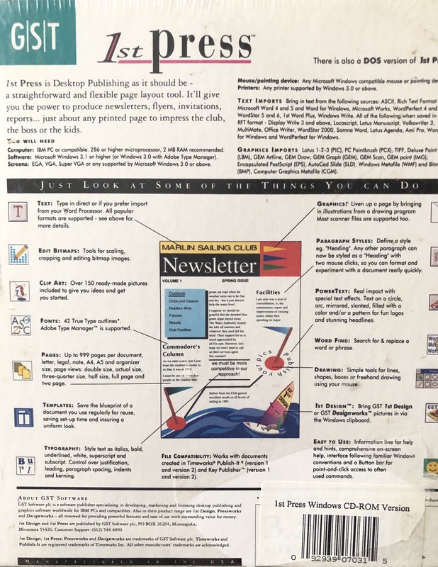 GST 1st Press 3.5" CD Rom Version - WindowsThe first step in desktop publishing gallery