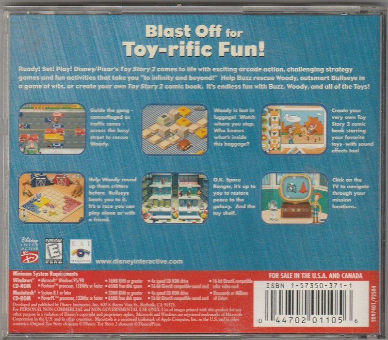 Toy Story 2 Action Game by Disney Pixar for Windows 95 / 98 & Macintosh ~ CD-RO gallery