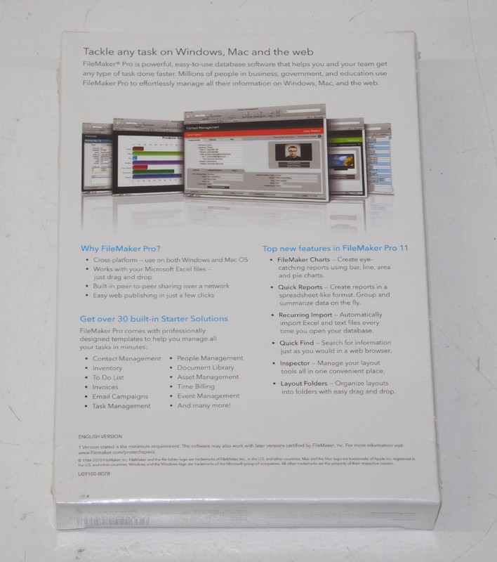 SEALED New FileMaker Pro 11 Windows Mac Computer Software English TY356LL/A USA gallery