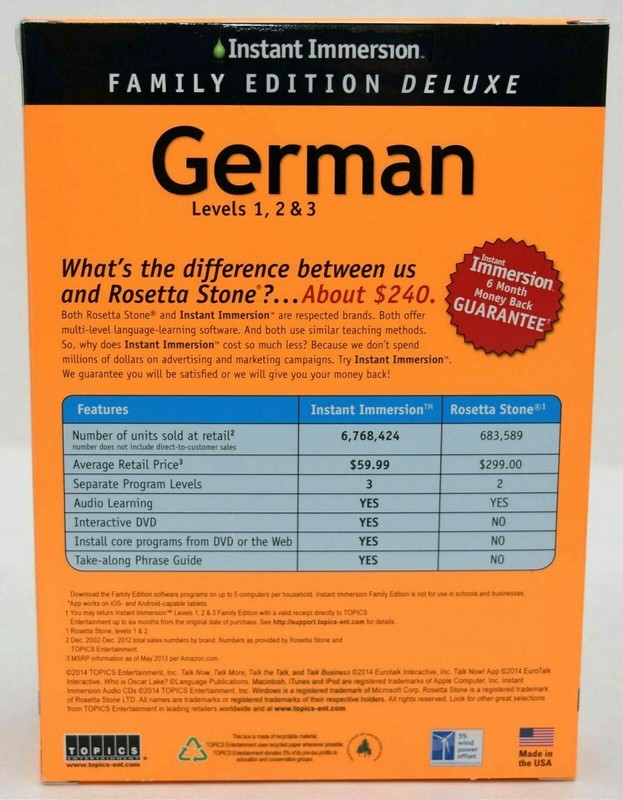 NEW Instant Immersion Family Edition Deluxe German Levels 1 2 3 PC/Mac/Tablet gallery