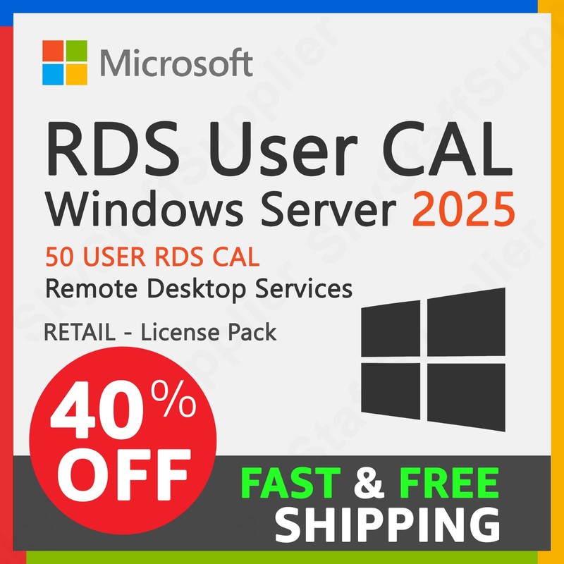Windows Server 2025 RDS [REMOTE DESKTOP SERVICES] 50 USER CAL - FULL BRAND NEW