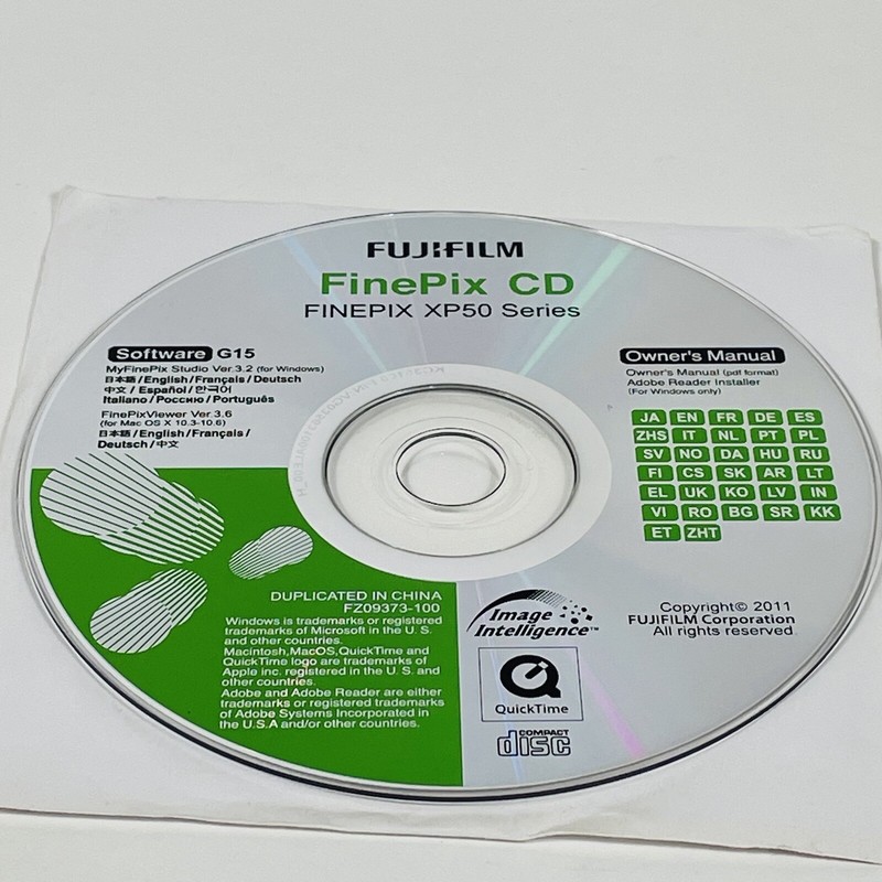 Fujifilm FinePix Digital Camera XP50 Series Owner’s Manual Software CD
