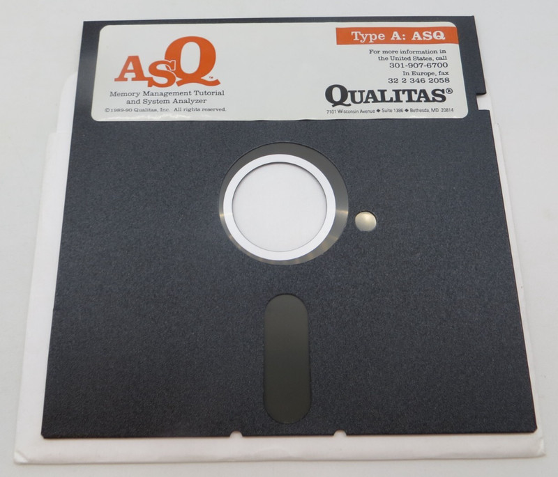 ASQ Memory Management Tutorial & System Analyzer 5.25″ Floppy Disk Qualitas 1990