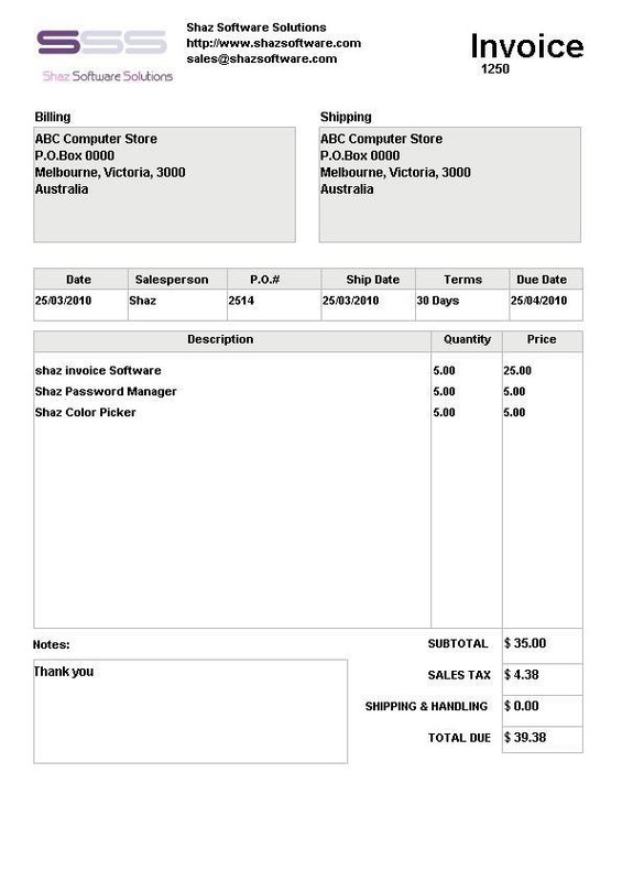 Shaz Invoice Software Business System Billing Generator Maker Creator AT SOFT01 gallery
