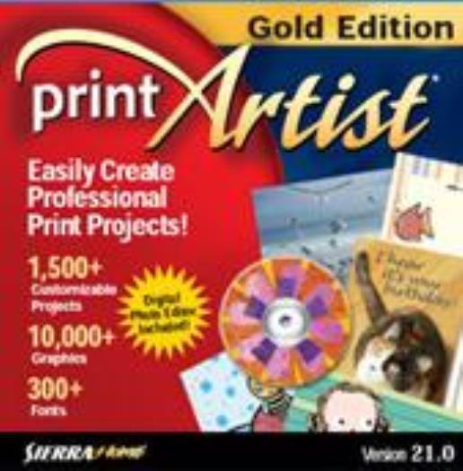 Print Artist 21 Gold PC CD create custom projects greeting cards scrapbooks 2005