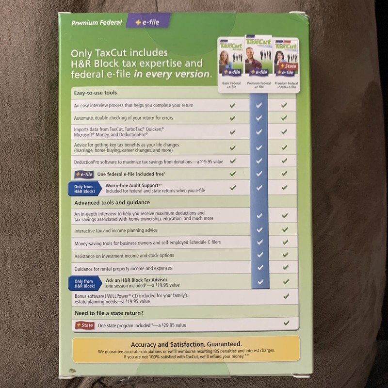 H & R Block 2008 Tax Cut premium Federal software CD new In Sealed box gallery