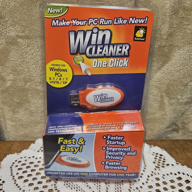 NEW/SEALED TELEBRANDS WIN CLEANER/PC Cleaner Windows PCs Faster Browsing