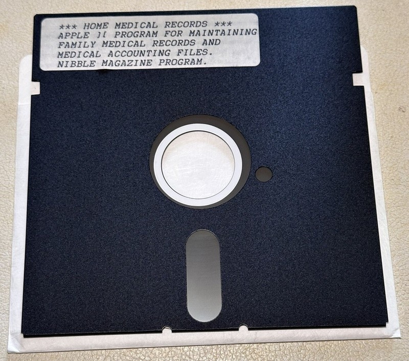 Apple II Home Medical Records & Nibble Magazine Trivia Programs 5.25” Floppy