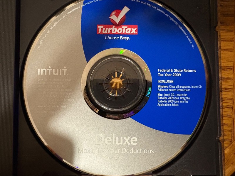 Intuit Turbotax Deluxe 2009 Software in Jewel Case