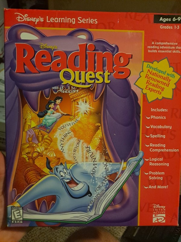 Vintage 1995 Disney’s Reading Quest with Aladdin CD-ROM 2 pack Read Along NEW