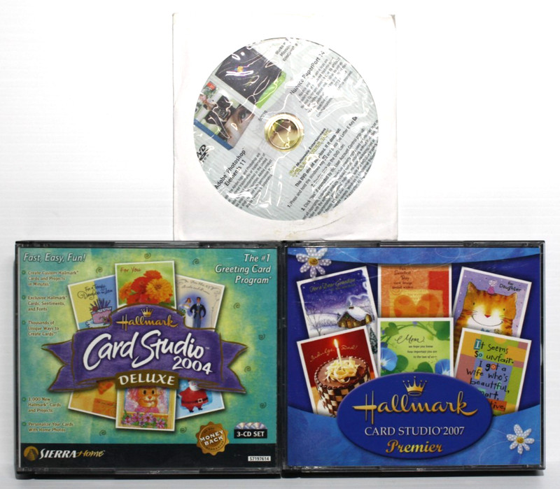 Hallmark Card Studio 2004 & 2007 Deluxe CD-ROM And Adobe Photoshop Elements 11