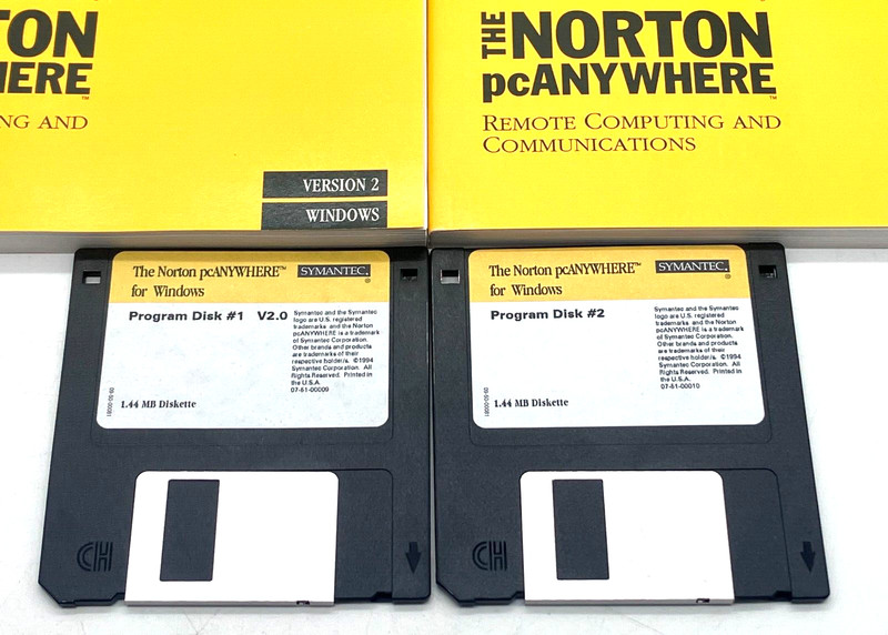 The Norton pcANYWHERE version 2.0 for Win 95 & NT, 2 Books + 2 Disks 1994 gallery