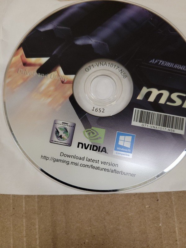 MSI NVIDIA AFTERBURNER Drivers and Utilities DVD Disc G71-VNA1018-N56 gallery