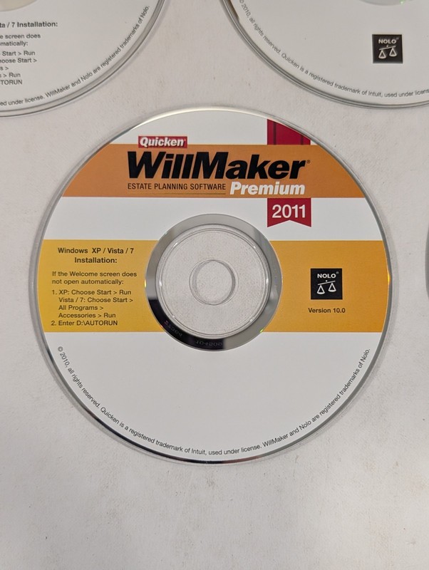 Quicken WillMaker PREMIUM 2011 - NOT COMPLETE - 4 Discs PC CD-ROM gallery