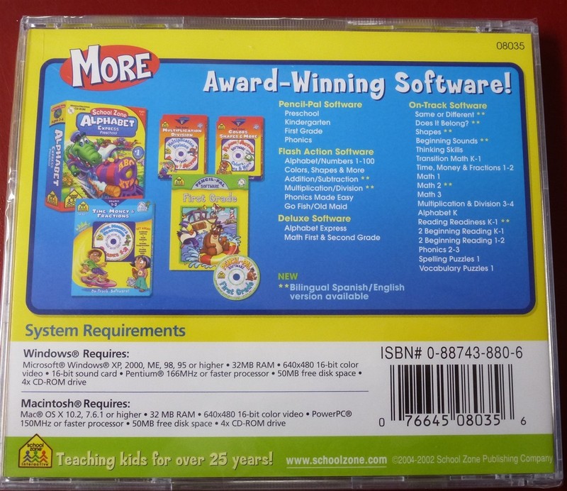 Software PC School Zone Spelling Puzzles Grade 1 by On-Track NEW SEALED Jewel gallery