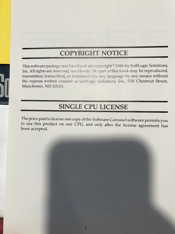 Software Carousel Soft Logic Solutions vintage 1986 manual/guide gallery