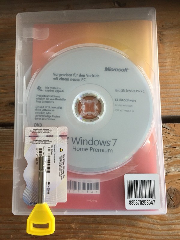 Windows 7 Home Premium, 64 bit SP1/DVD, German, SB goods with VAT invoice gallery