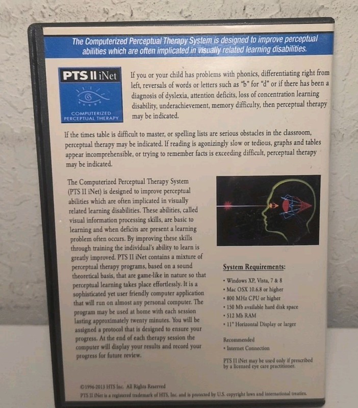 Computerized Perceptual Therapy PC XP,Vista 7/8 CD ROM B172 gallery