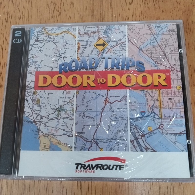 VTG NEW Road Trips Door to Door PC 2 CD-Rom Software Travel Map Planner SEALED