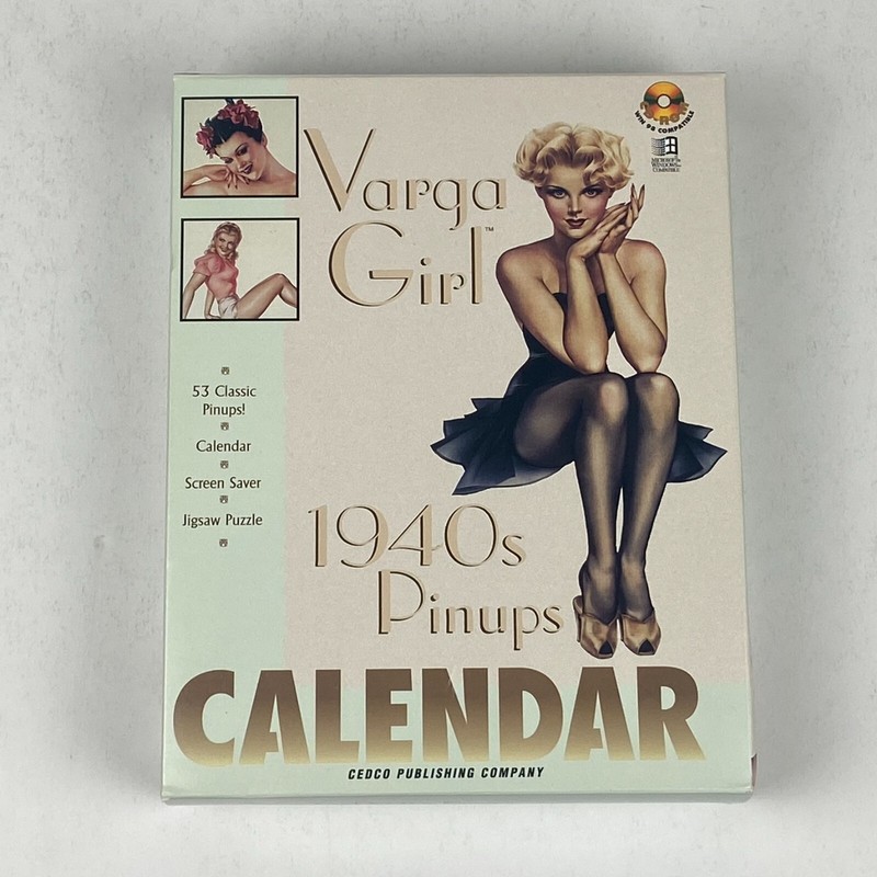 VARGA GIRL 1940s Pinups Calendar CD ROM Screen Saver Puzzle WINDOWS New In Box
