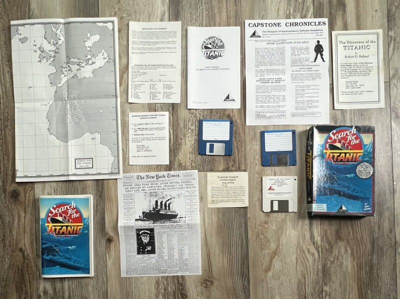 Search For The Titanic IBM PC, Tandy Game 3.5 Disk Capstone 1989 100% COMPLETE!!